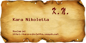 Kara Nikoletta névjegykártya